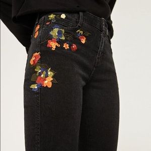 Zara floral patch jeans